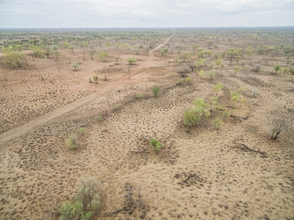 Aerial view of drought paddock - Australian Stock Image