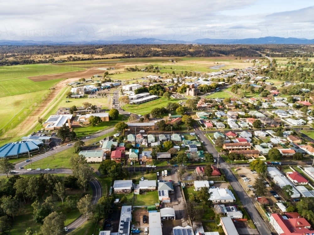 Image Of Aerial View Of Edge Of Town Looking Over Houses And Council 