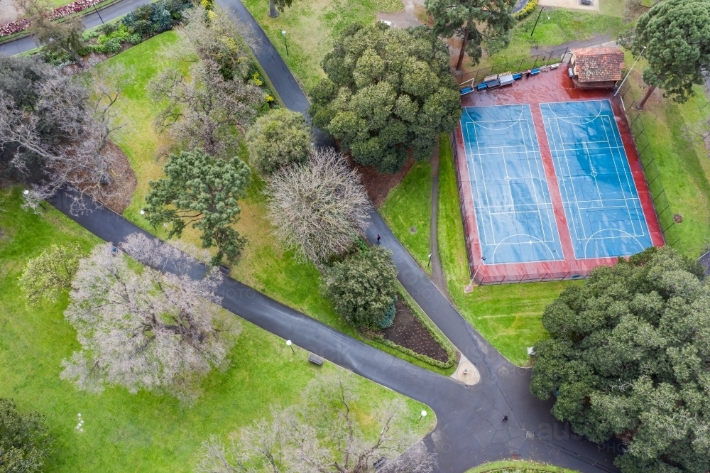 Aerial view of Flagstaff Gardens, inner city Melbourne - Australian Stock Image