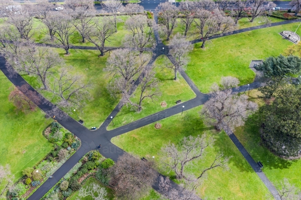 Aerial view of Flagstaff Gardens, inner city Melbourne - Australian Stock Image