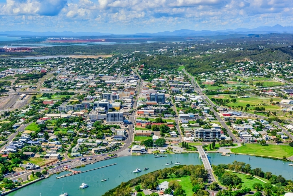 Aerial view of Gladstone CBD, Queensland - Australian Stock Image