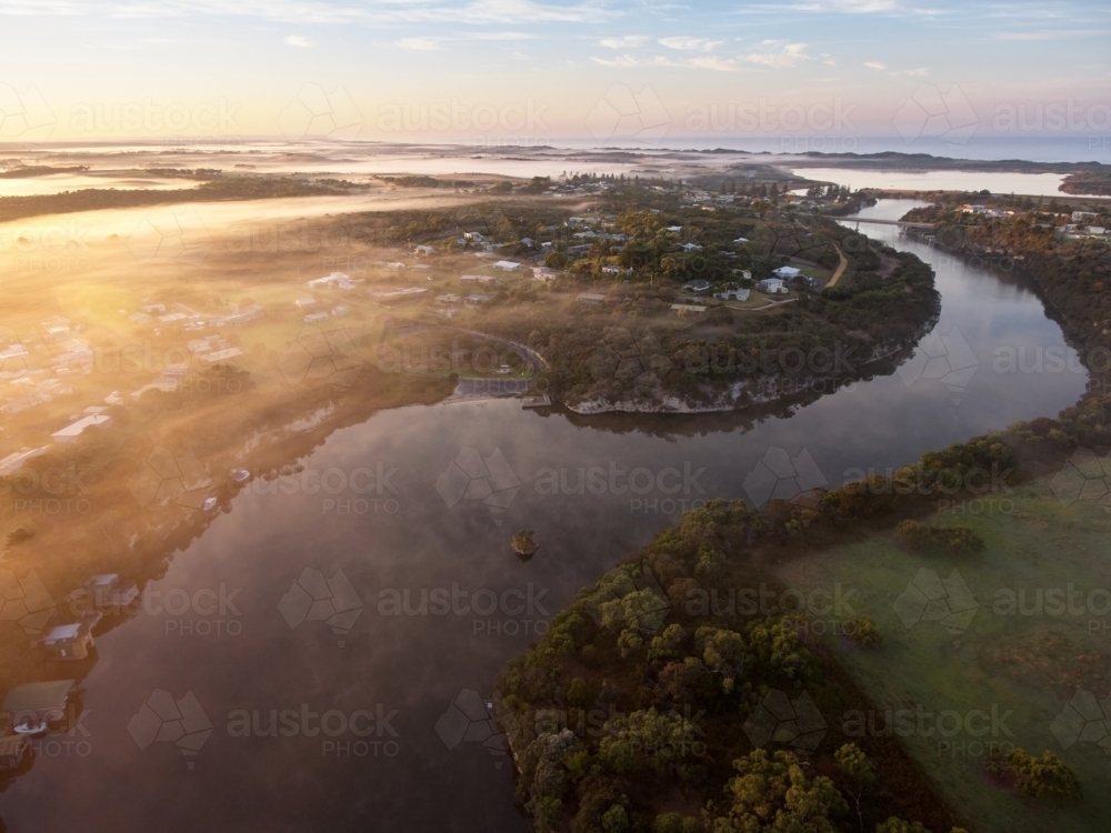 Aerial View of Glenelg River at Nelson - Australian Stock Image