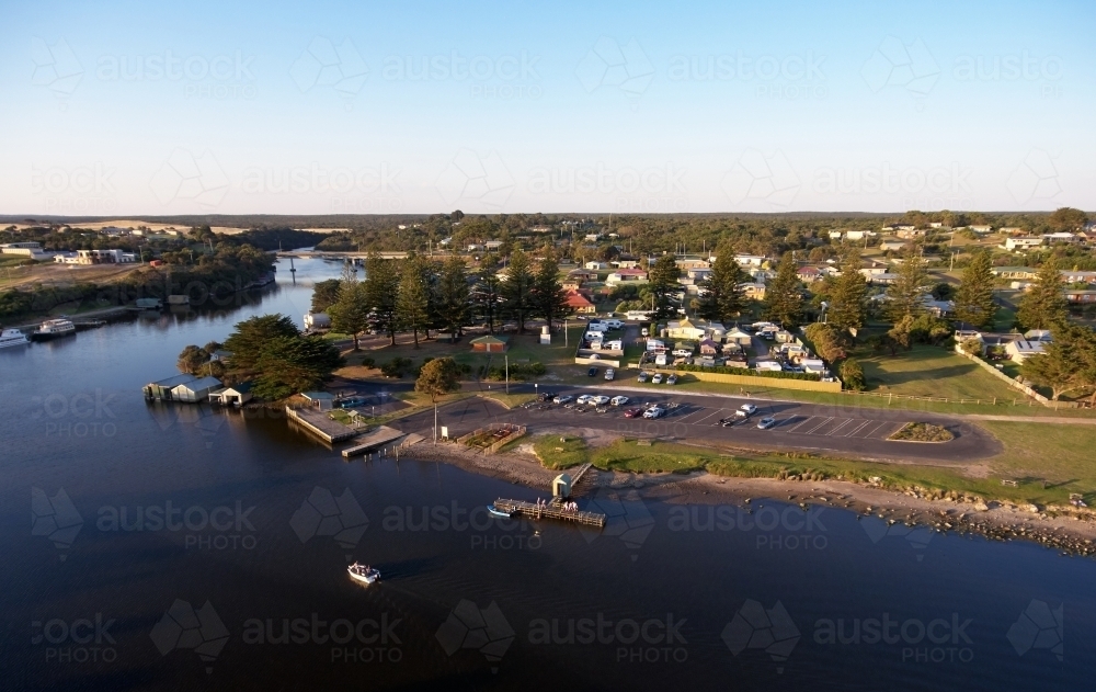 Aerial View of Glenelg River Mouth, Nelson, Victoria - Australian Stock Image