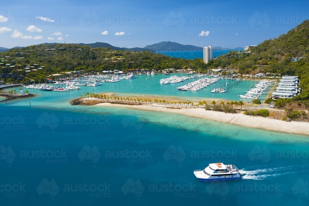 Aerial view of Hamilton Island marina - Australian Stock Image