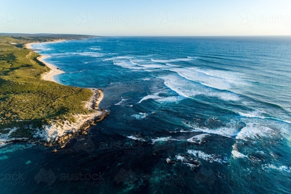 Aerial view of headland and ocean - Australian Stock Image