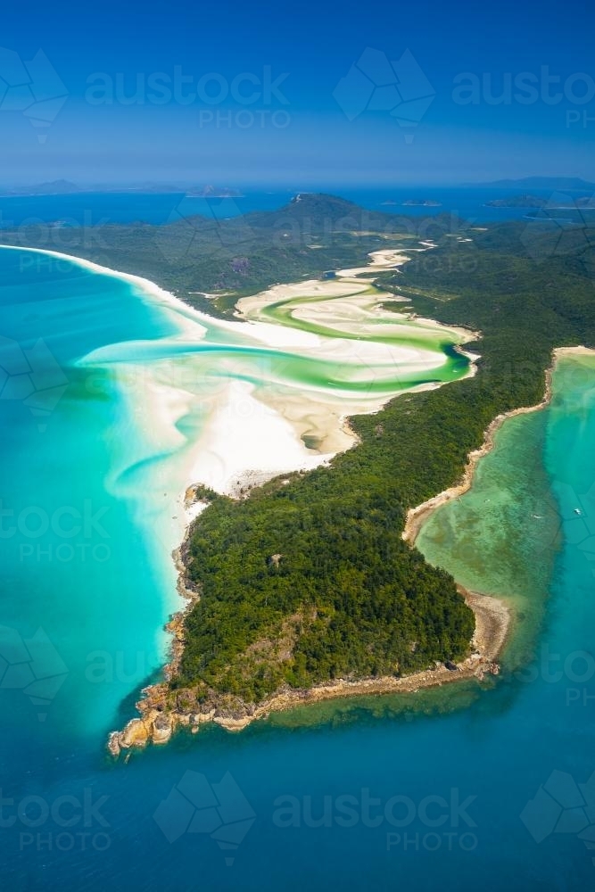 Aerial view of Hill Inlet - Whitsunday Island - Australian Stock Image