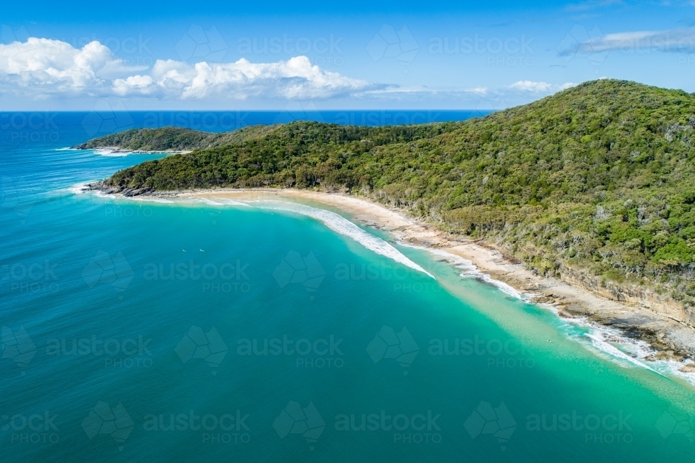 Aerial view of Noosa National Park coastline. - Australian Stock Image