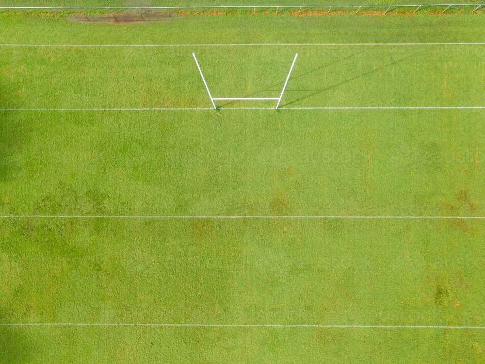 Aerial view of NRL footy field and goal posts. - Australian Stock Image