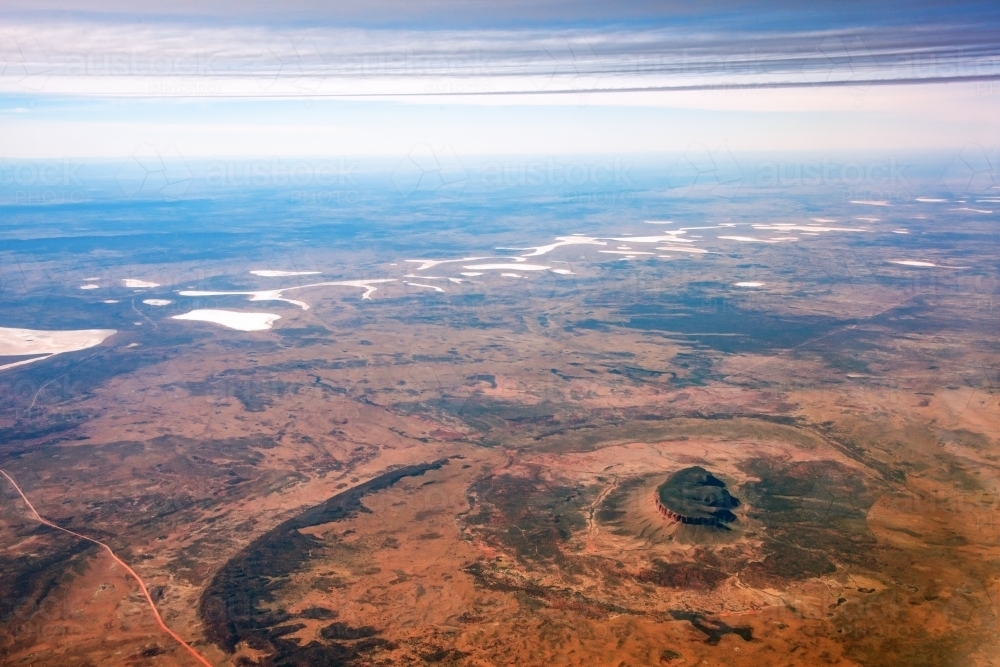 Aerial view of outback Australia with red land and dried creeks - Australian Stock Image