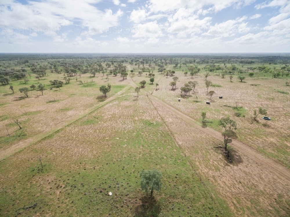 Aerial view of paddock after rain - Australian Stock Image