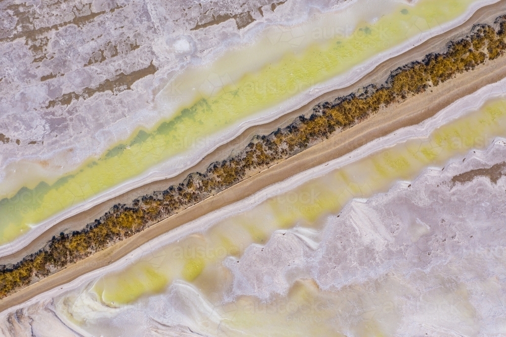 Aerial view of salt evaporation ponds - Australian Stock Image