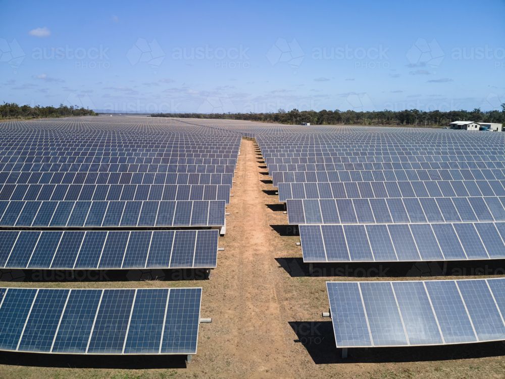 Aerial view of solar farm. - Australian Stock Image