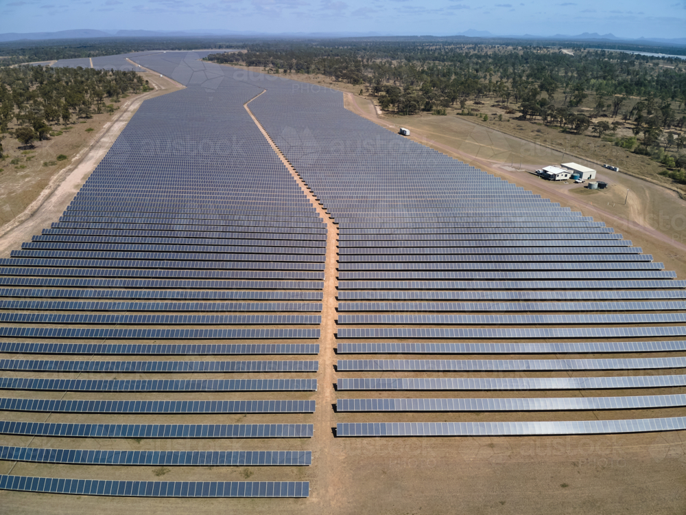 Aerial view of solar farm. - Australian Stock Image