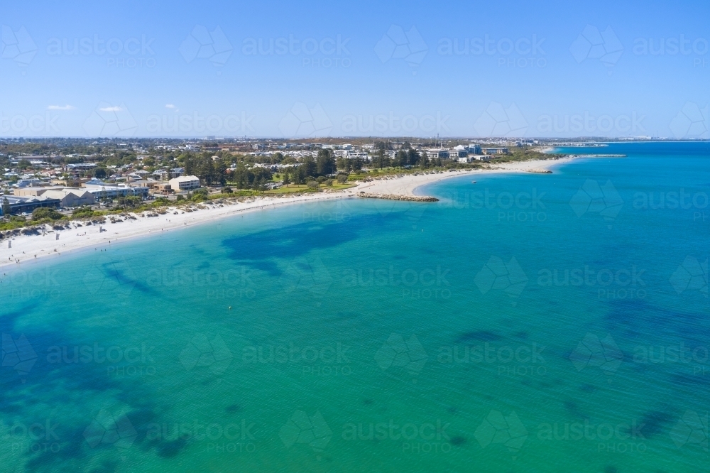 Aerial view of South Fremantle Dog Beach and South Beach - Australian Stock Image