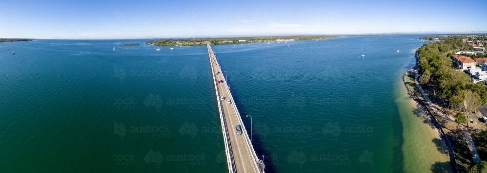 Aerial view of the Bribie Island bridge. - Australian Stock Image