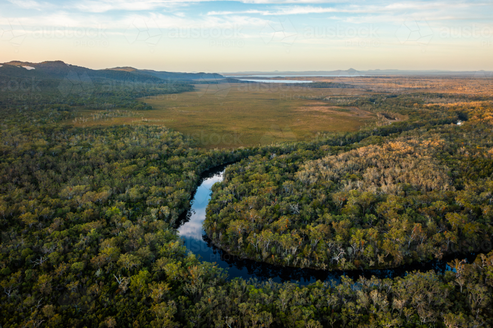 Aerial view of the Noosa River Everglades - Australian Stock Image