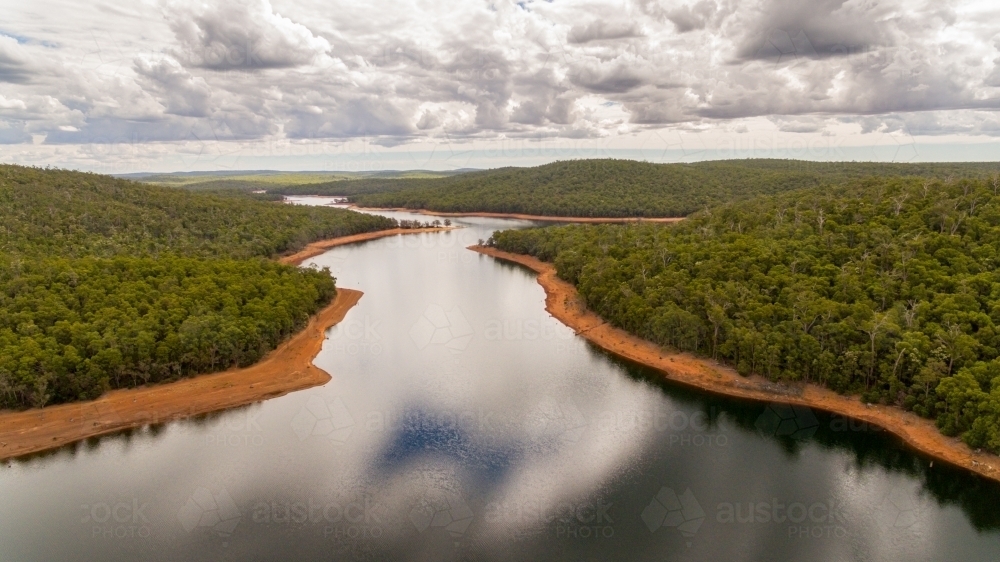 Aerial view of upper reaches of Wellington Dam - Australian Stock Image