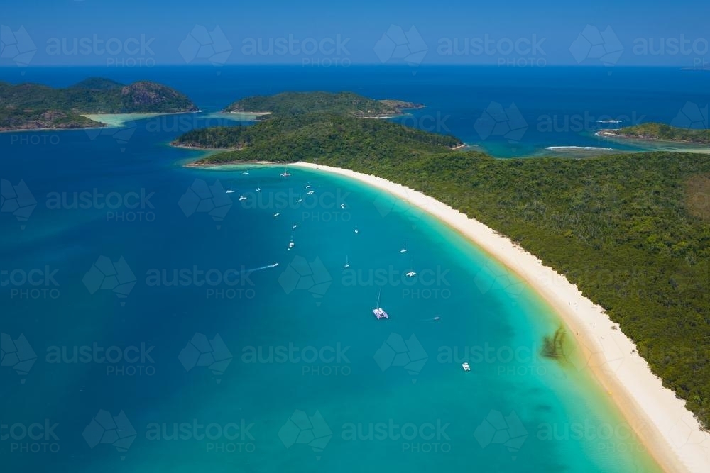 Aerial view of Whitehaven Beach - Australian Stock Image