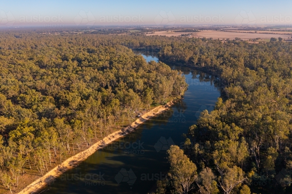 Aerial view of winding through the Australian bush - Australian Stock Image