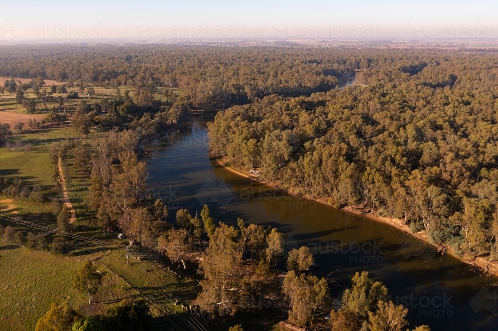 Aerial view of winding through the Australian bush - Australian Stock Image