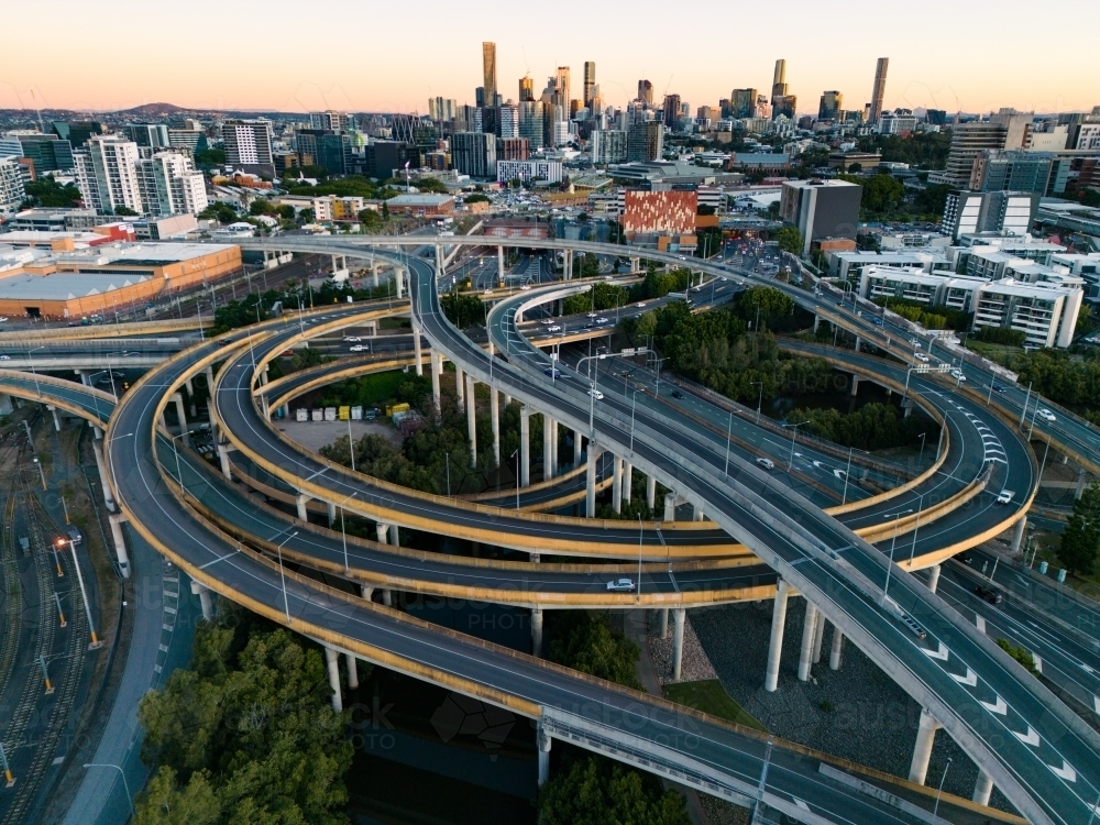 Image Of Aerial Views Of The Inner City Bypass And City Of Brisbane   Aerial Views Of The Inner City Bypass And City Of Brisbane Austockphoto 000191441 