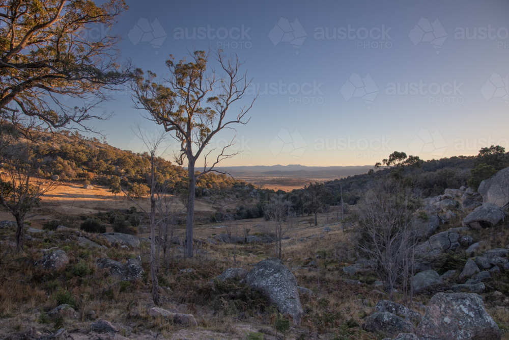 An early morning winter scene of granite - Australian Stock Image