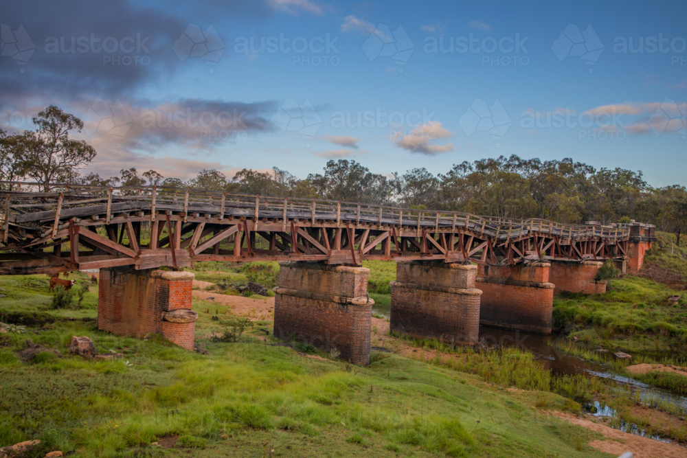 An old railway bridge over a creek - Australian Stock Image