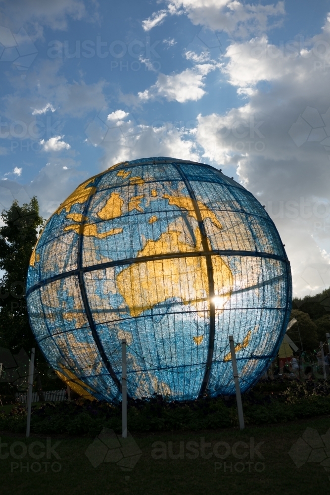 Image of An outdoor display of the globe featuring Australia with the ...