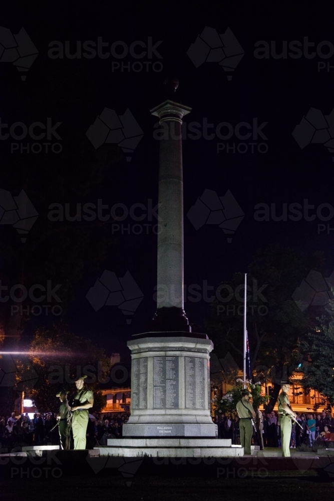 ANZAC Day dawn service at the cenotaph in Singleton - Australian Stock Image