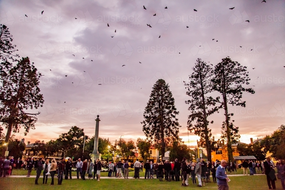 ANZAC Day dawn service at the cenotaph in Singleton - Australian Stock Image