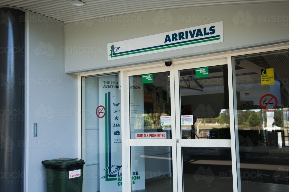 Arrivals door to Lismore airport - Australian Stock Image