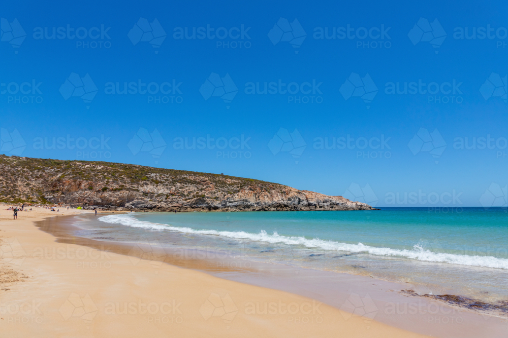 Australian beach in the bright summer sunshine - Australian Stock Image