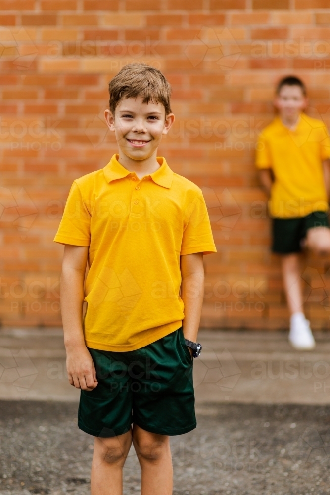 Australian public school boy portrait outside - Australian Stock Image