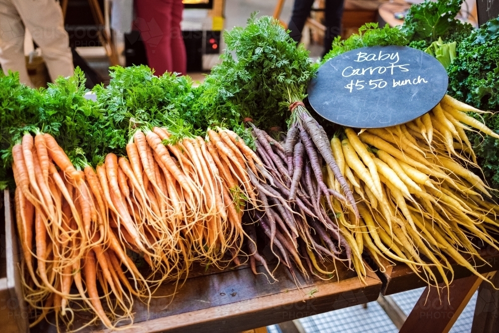 Baby carrots at the markets - Australian Stock Image