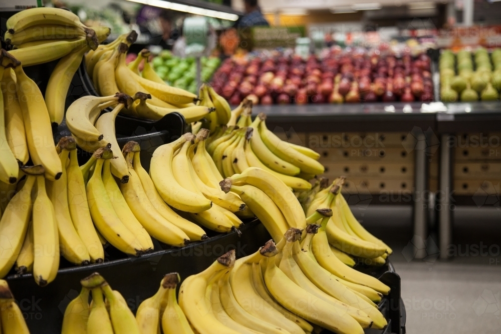 Bananas at supermarket - Australian Stock Image