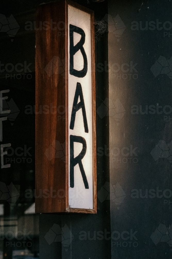 'Bar' vertical sign - Australian Stock Image