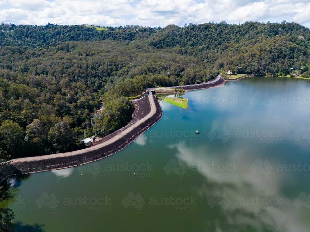 Baroon Pocket Dam nestled in the hills between Montville and Maleny on the Sunshine Coast - Australian Stock Image