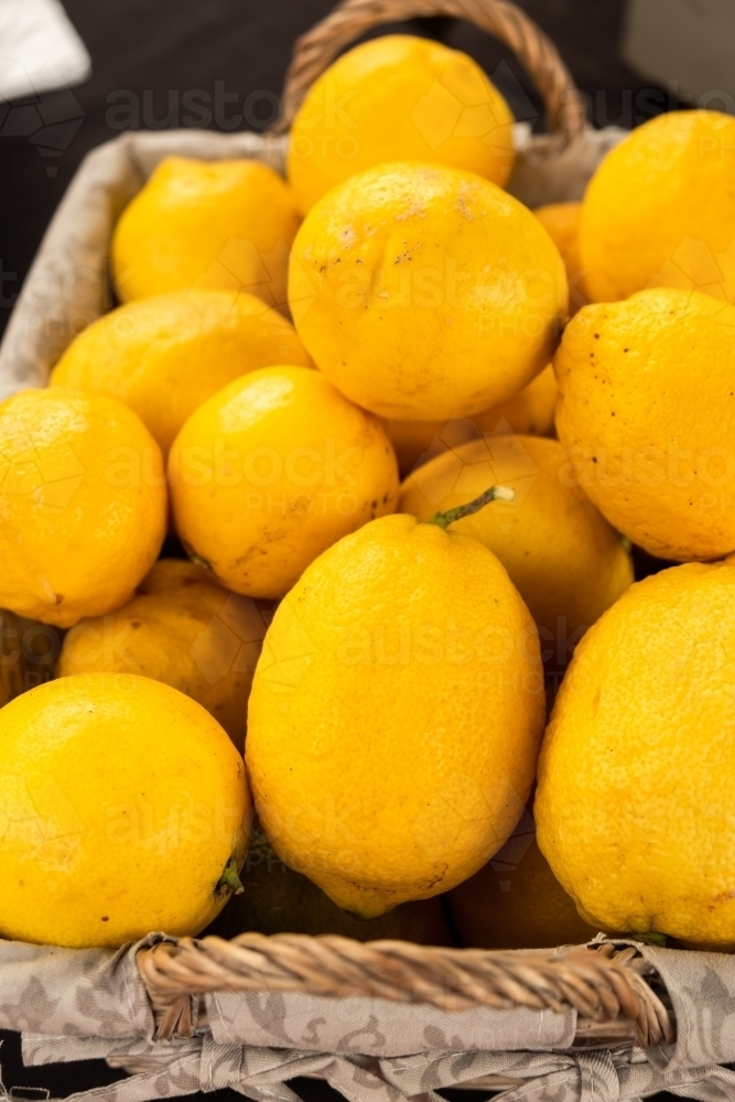 Basket of organic lemons - Australian Stock Image