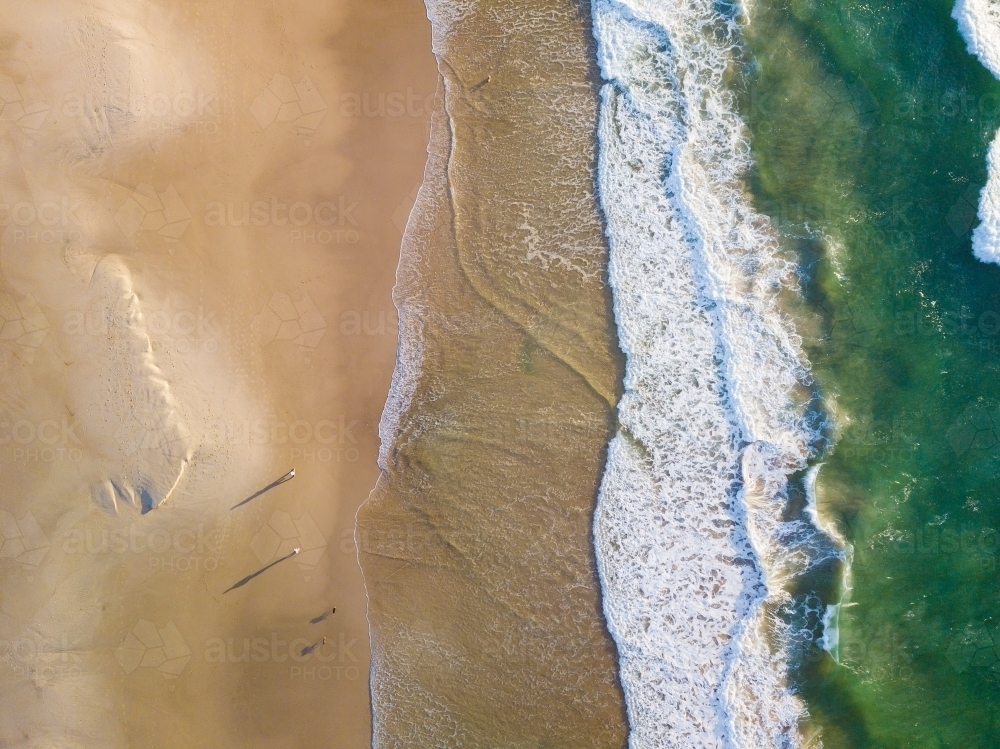 Beach Walking Shadows taken from above by drone - Australian Stock Image