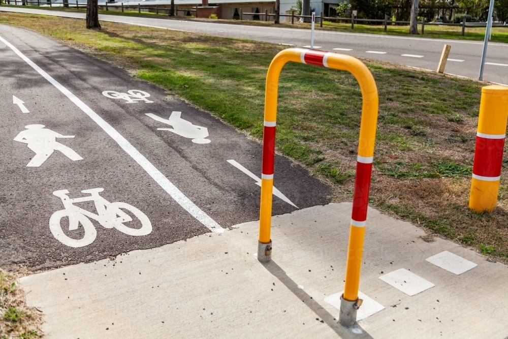 Bike cycleway and pedestrian path road crossing - Australian Stock Image