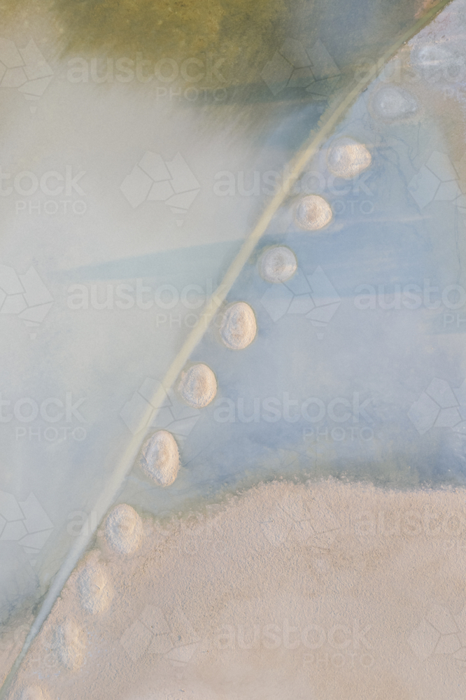 Birdseye aerial over Yenyening Lakes in Beverley Western Australia - Australian Stock Image