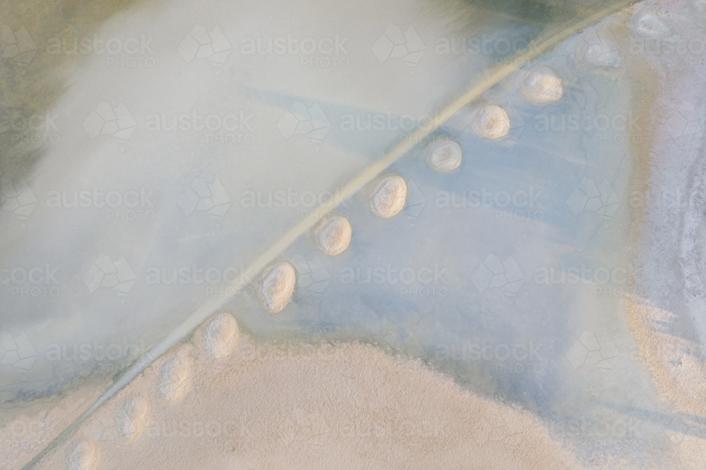 Birdseye aerial over Yenyening Lakes in Beverley Western Australia - Australian Stock Image