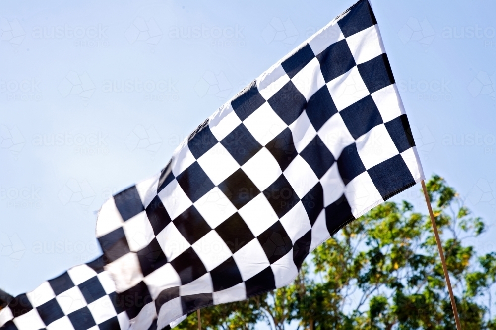 Black and white checkered racing flag - Australian Stock Image