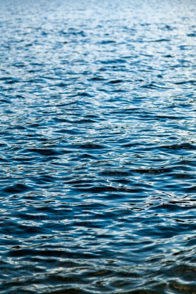 Image of Blue water with wind ruffled ripples making texture - Austockphoto