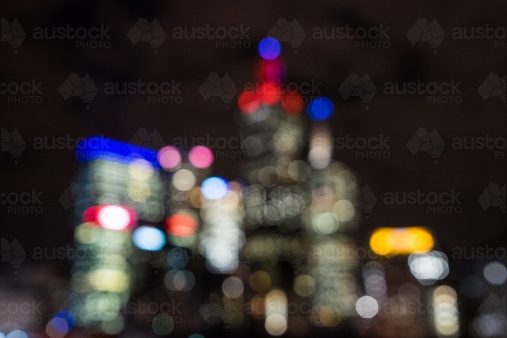 Image of Blurry lights of city at night - Austockphoto