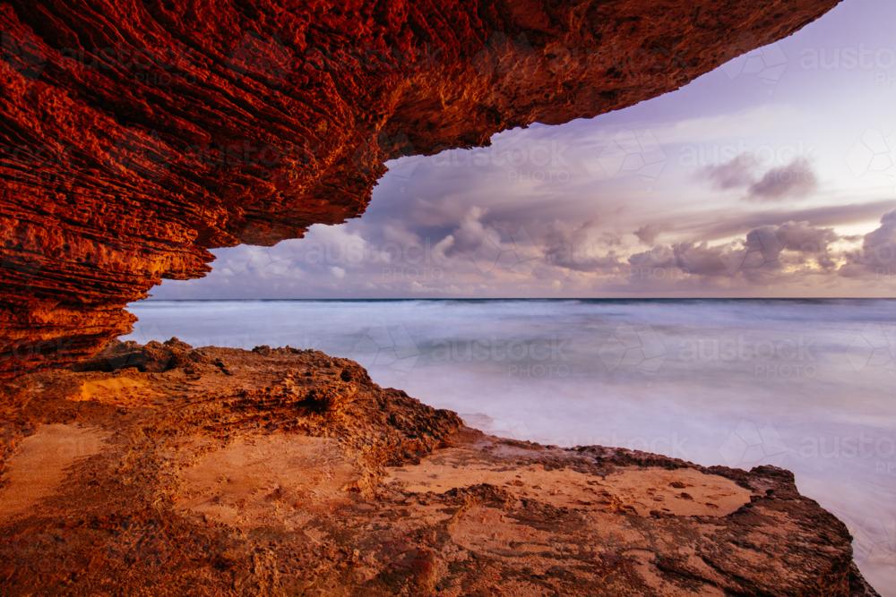 Boag Rocks at Gunnamatta Ocean Beach at dusk in St Andrews Beach in Victoria, Australia - Australian Stock Image