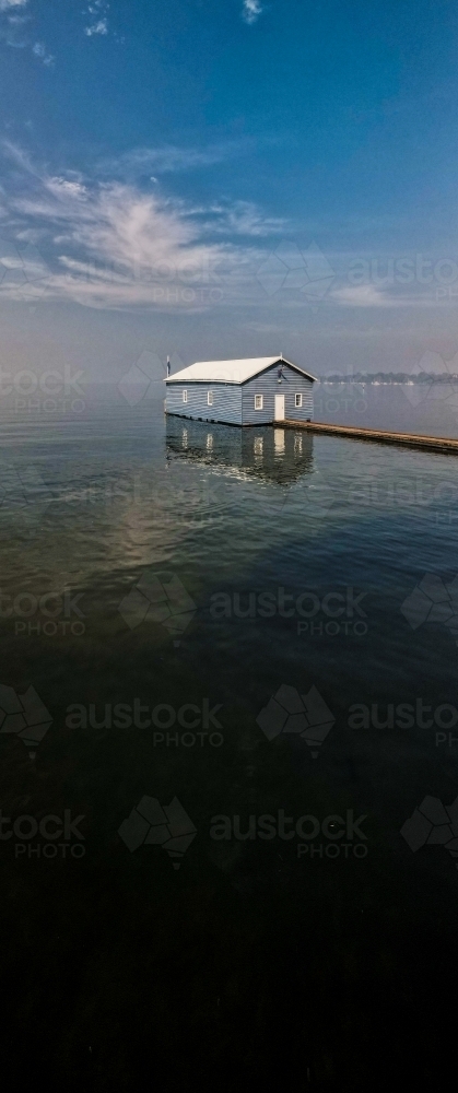 Boat house in the middle of a lake - Australian Stock Image