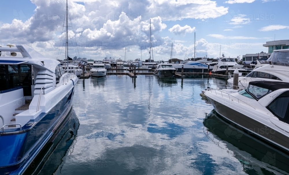 boats moored in marina - Australian Stock Image