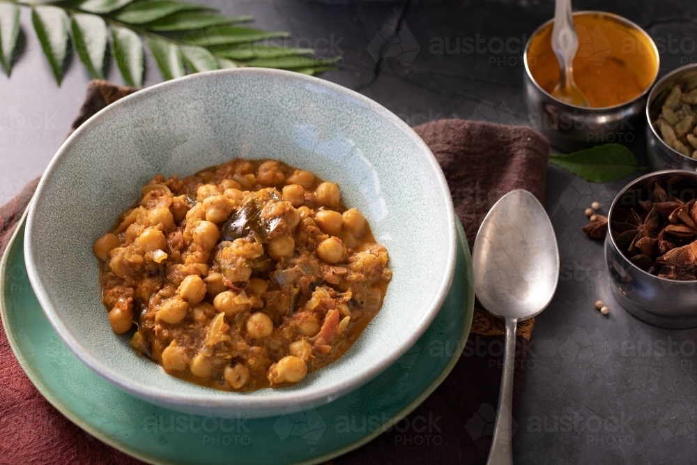 Bowl of Chickpea Curry - Australian Stock Image