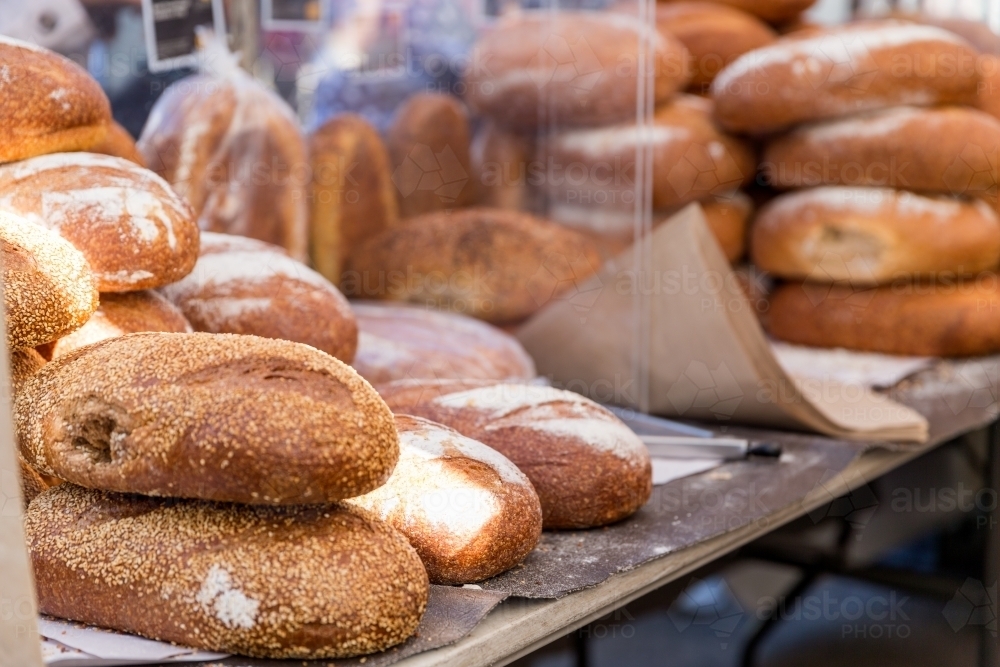 Bread at organic markets - Australian Stock Image